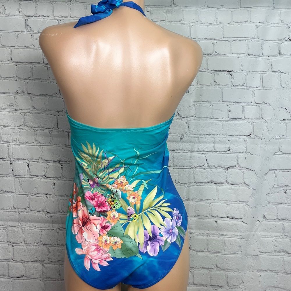 Johnny Was Floral Tie Halter Strap One Piece Swim Suit Butterflies XL - Picture 5 of 8